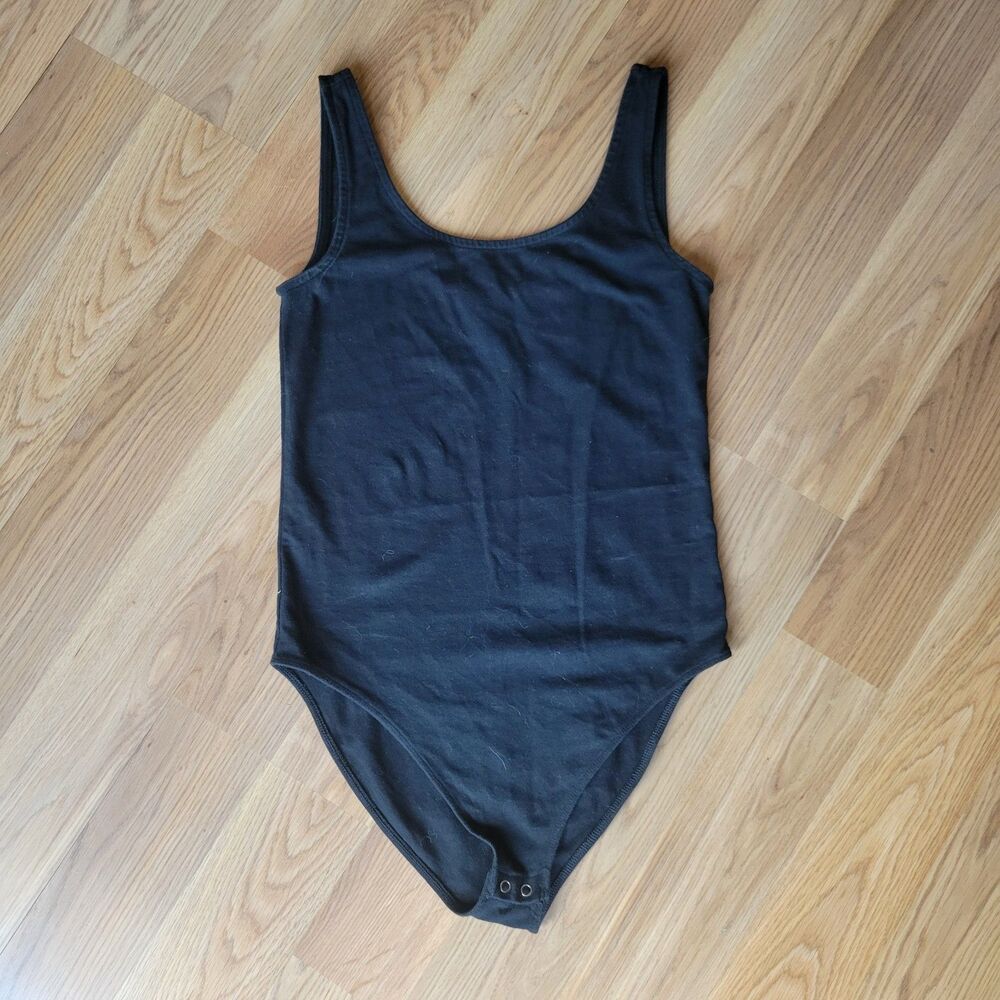 GAP Modern Cotton Scoop-Neck Tank Bodysuit Black Size S